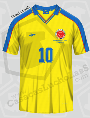 camiseta-COLOMBIA-1998-reebok-home-Copa-Mundo-Francia-98-Casacas-LuchoLasS